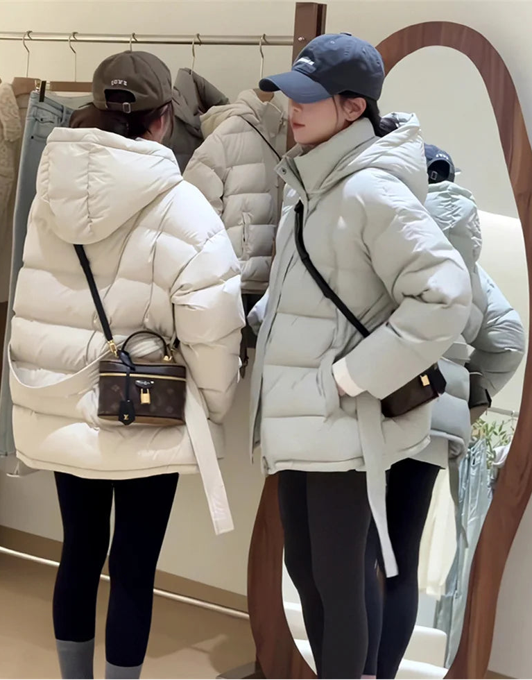 Manteau Matelassé Femme Hiver – Coupe Ample Zippée avec Ceinture