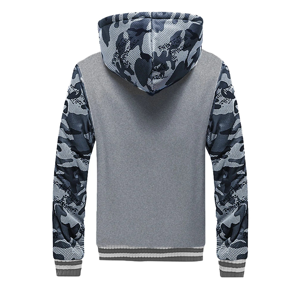 Veste Homme Camouflage Épaissie – Polaire Chaude, Capuche Ajustable, Style Streetwear Décontracté - Vestico