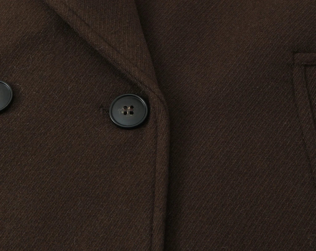 Manteau court femme vintage chic à double boutonnage avec poches