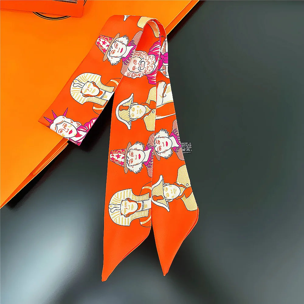 Foulard Femme Imprimé – Écharpe Fine en Soie, Accessoire pour Sac & Cheveux - Vestico