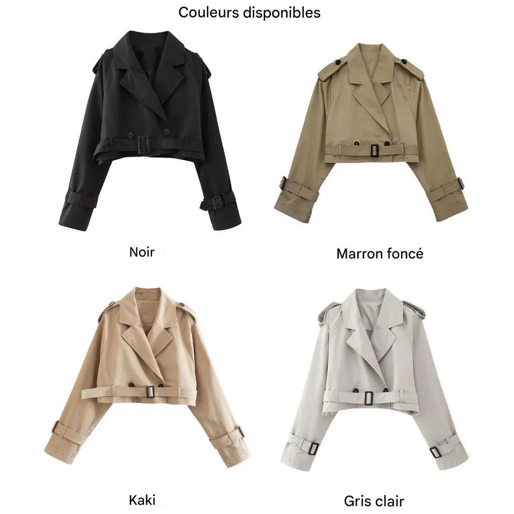 Blazer Court Femme – Double Boutonnage & Ceinture - Vestico