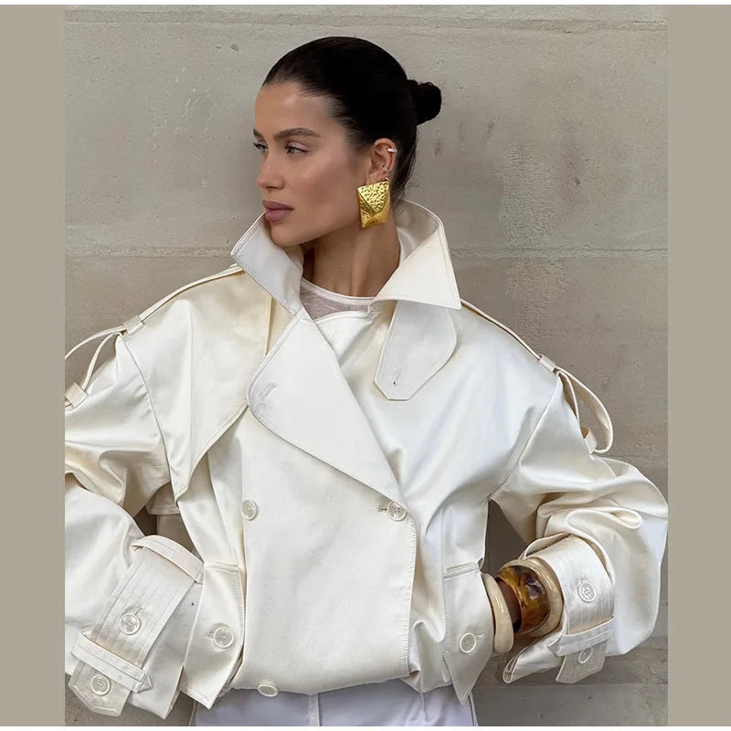 Trench Court Femme – Double Boutonnage & Lacets - Vestico