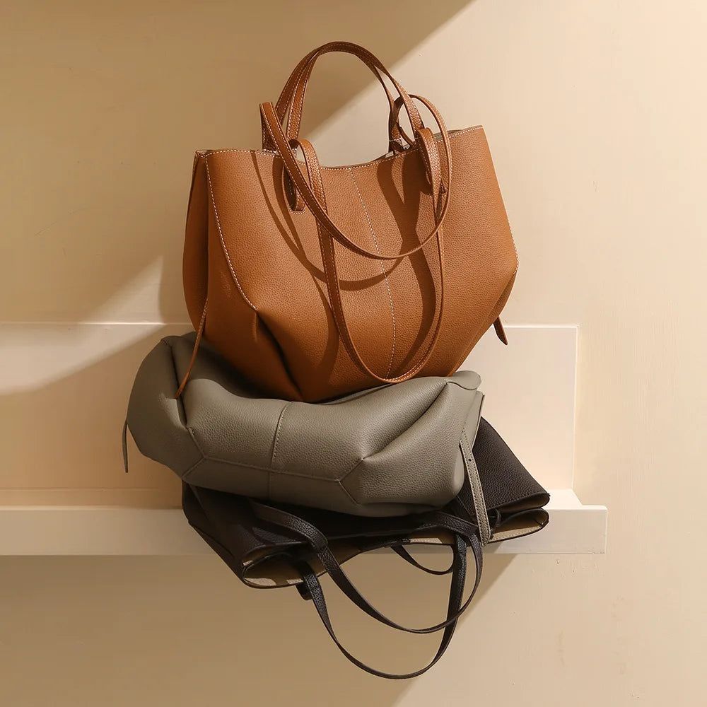 Grand Sac Cabas Femme en Cuir Véritable – Élégant, Spacieux & Polyvalent