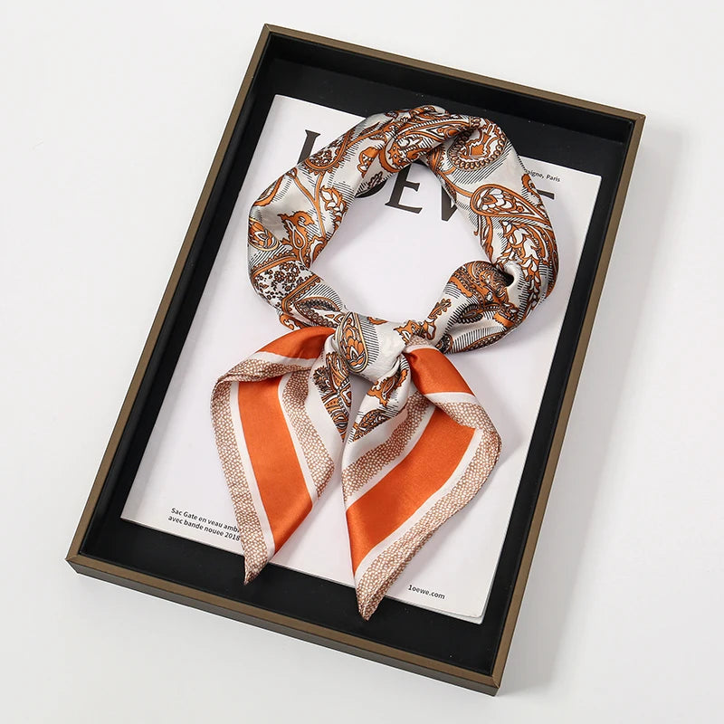 Bohemian Style Print Luxury Brand Silk Square Scarf Women Satin Shawls Neckerchief Wrap Scarves Bandana Hair Hjiab Floral - Vestico
