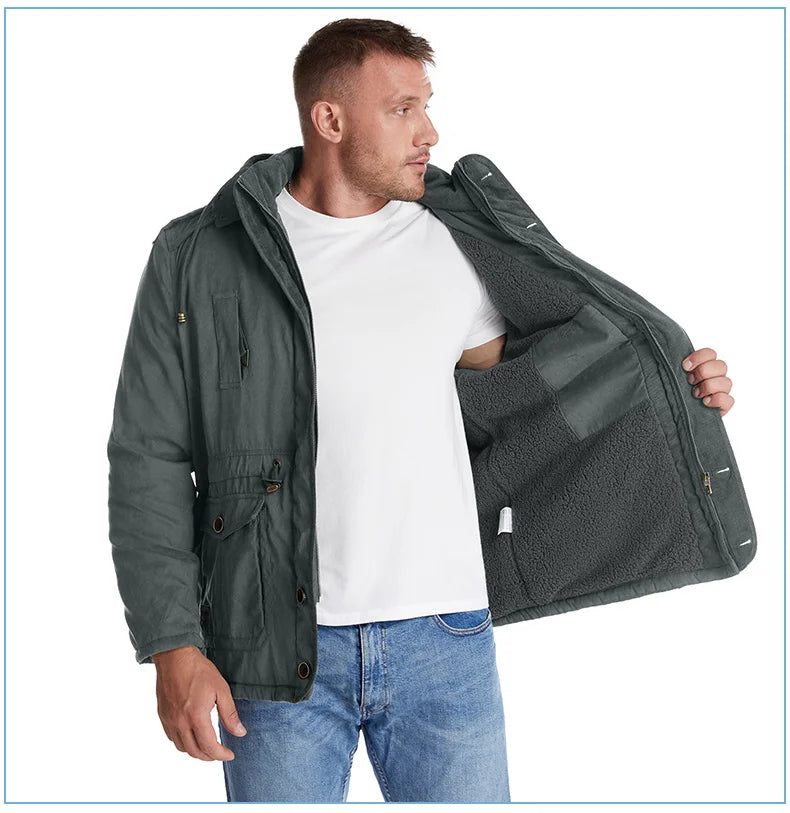 Parka Homme Chaude à Capuche Amovible – Veste Hiver LZLLTT en Polaire et Coton Décontractée - Vestico