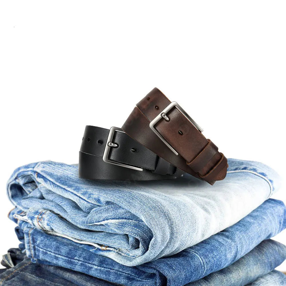 Ceinture Homme en Cuir – Boucle à Ardillon Métallique & Style Casual