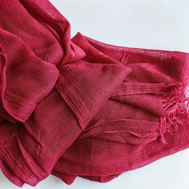 61 Colors Soft Cotton Viscose Scarf Rayon Material Muslim Hijab Mid Eastern Plain Solid Color Headscarf With Tassel - Vestico