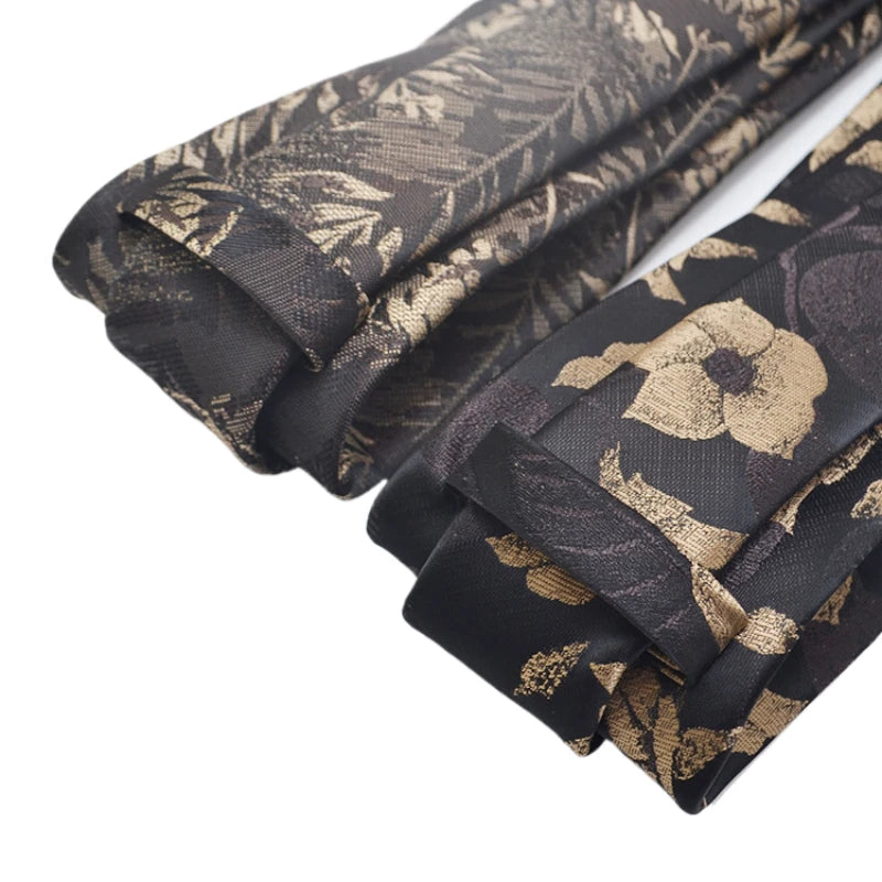 Cravate Homme en Jacquard – Motifs Floraux & Pois, 145 × 8 cm