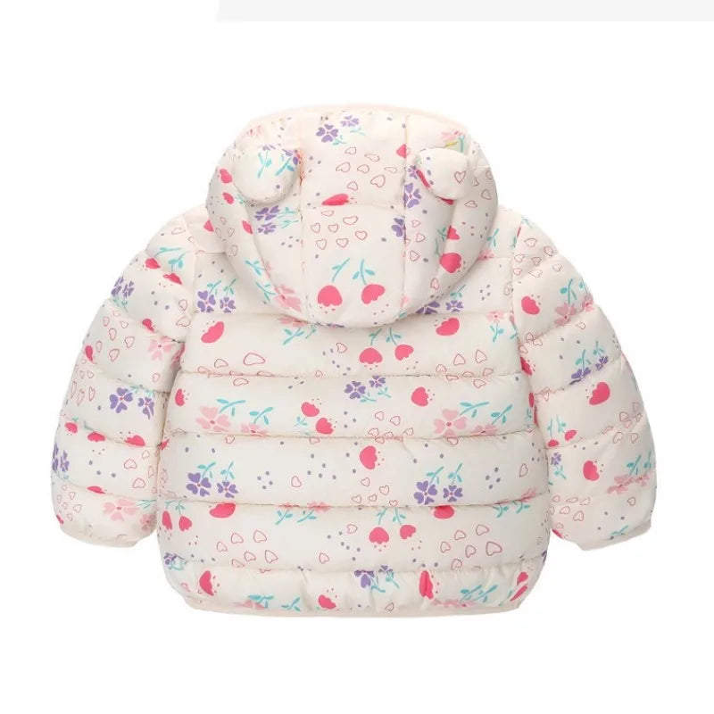 Children Boys Baby Hooded Lightweight Down Jackets Warm Outerwear Autumn Kids Girls Coats Cartoon Dinosaur Print Casual Clothing - Vestico