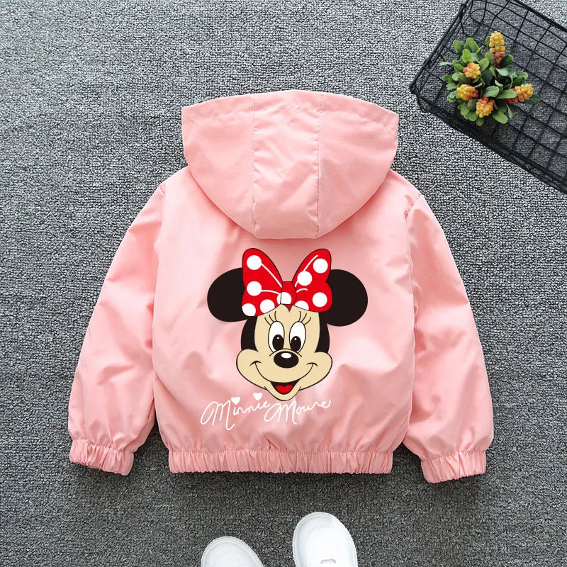 Autumn Baby Girls Cartoon Jacket Kids Minnie Mickey Mouse Coats Spring Fashion Frozen Elsa Hooded Windbreaker Clothing Outerwear - Vestico