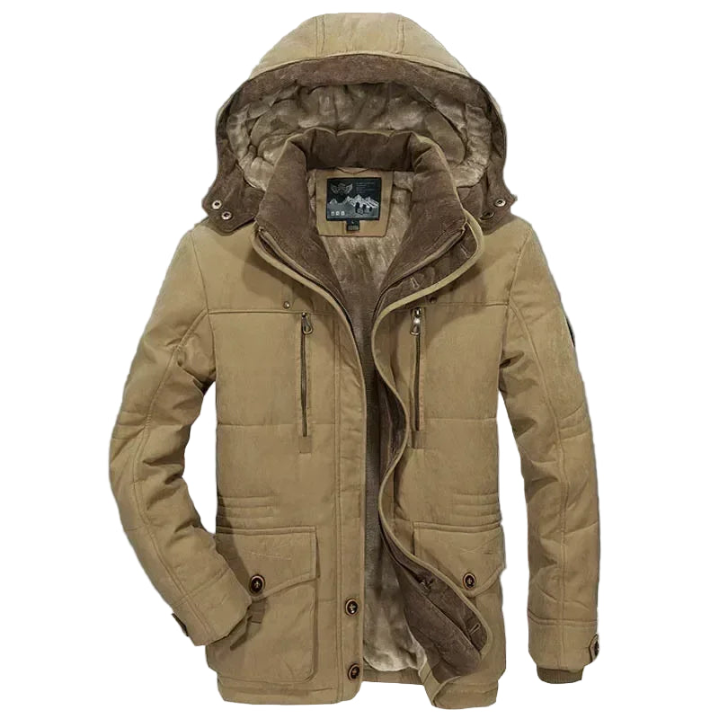 Veste Hivernale Homme Épaisse et Chaude – Capuche Amovible, Style Armée Décontracté