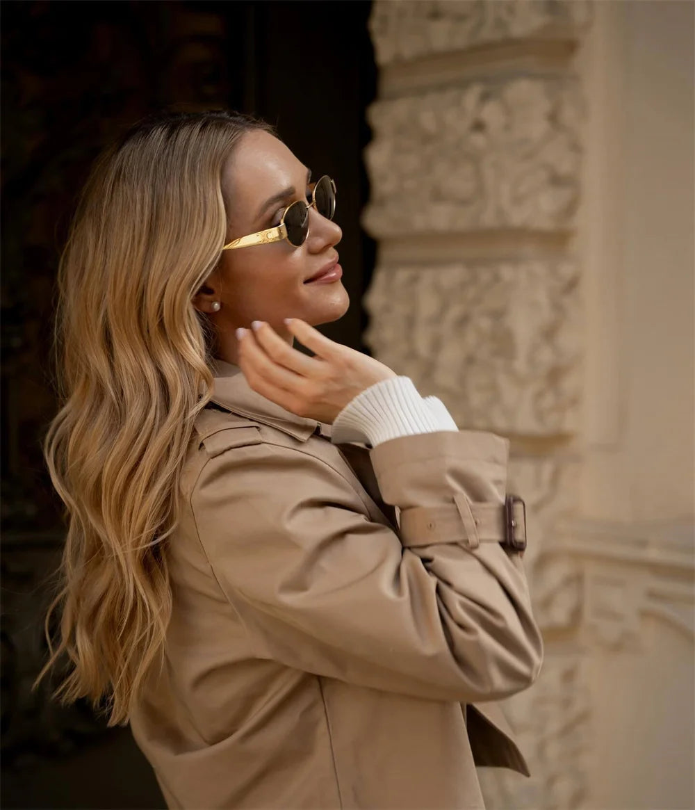 Veste Femme Courte Vintage – Trench Double Boutonnage Chic - Vestico