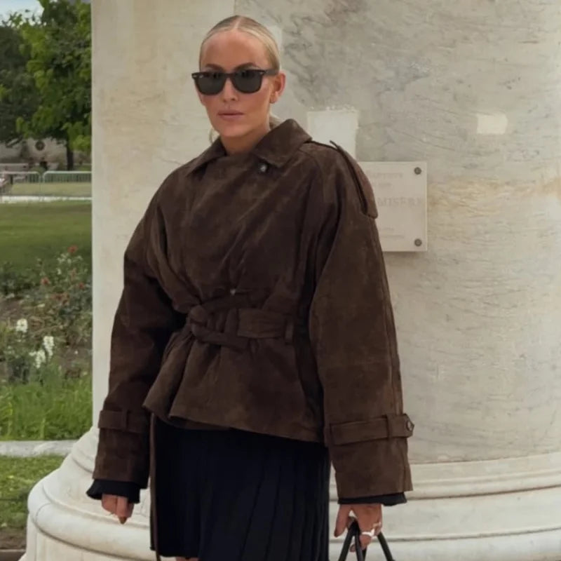 Manteau Femme Col Montant Double-Breasted - Vestico