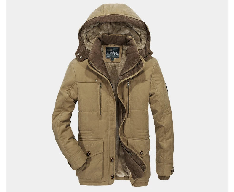 Veste Hivernale Homme Épaisse et Chaude – Capuche Amovible, Style Armée Décontracté