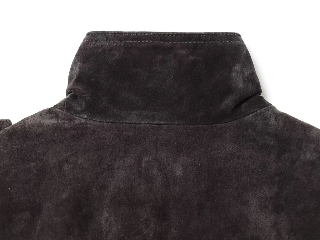 Veste Femme Suédée Grise – Col Montant, Fermeture Zippée, Style Streetwear Automne/Hiver 2025 - Vestico