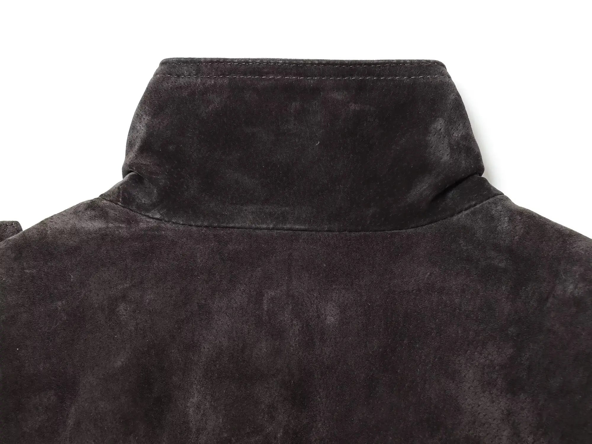 Veste Femme Suédée Grise – Col Montant, Fermeture Zippée, Style Streetwear Automne/Hiver 2025 - Vestico