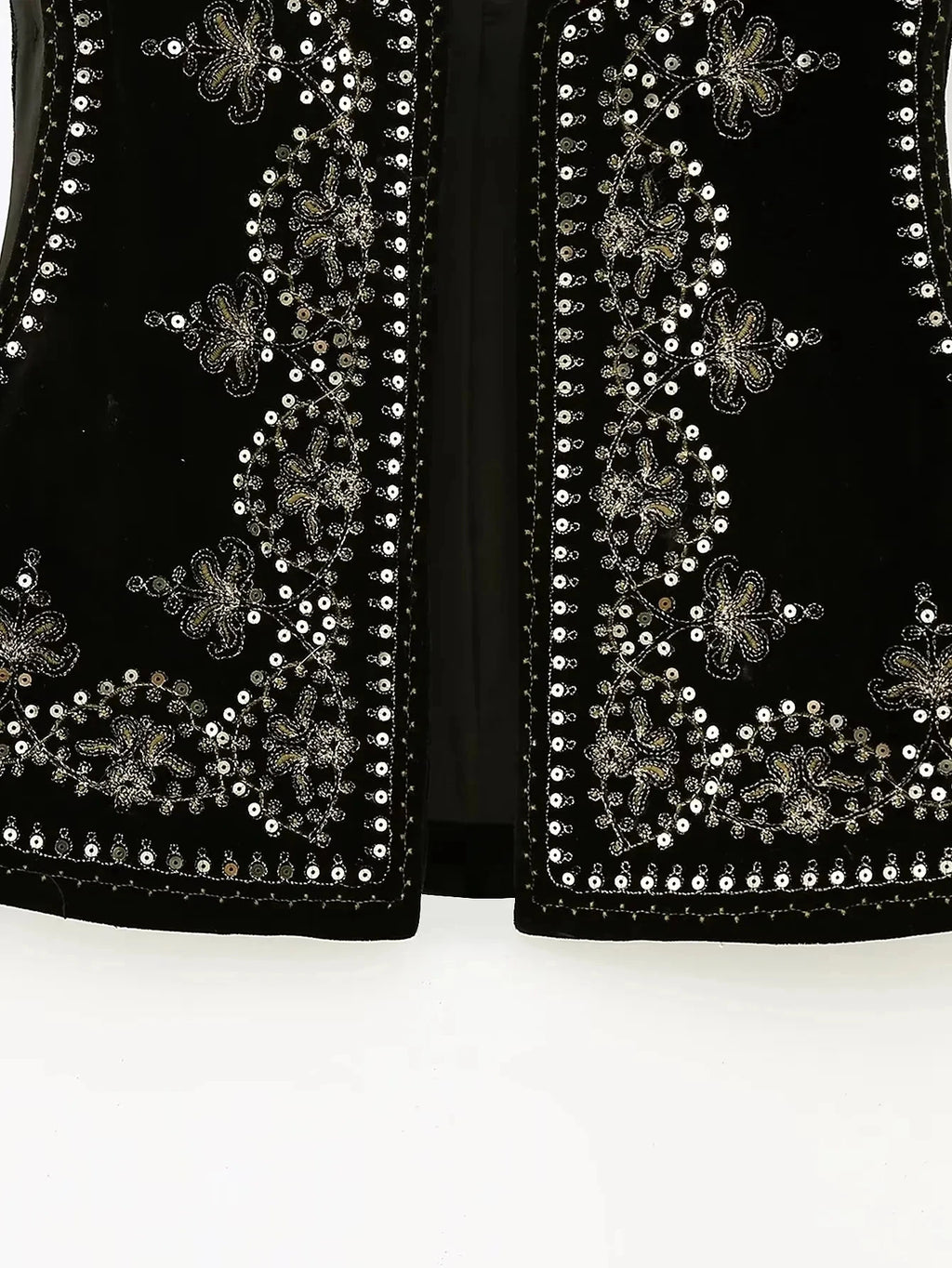 Gilet Femme Vintage Velours Brodé – Sans Manches Col V - Vestico