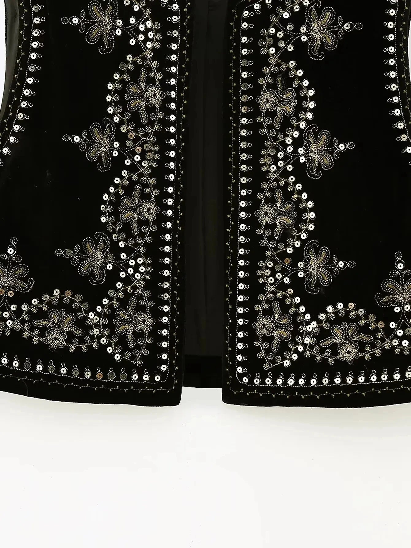 Gilet Femme Vintage Velours Brodé – Sans Manches Col V - Vestico