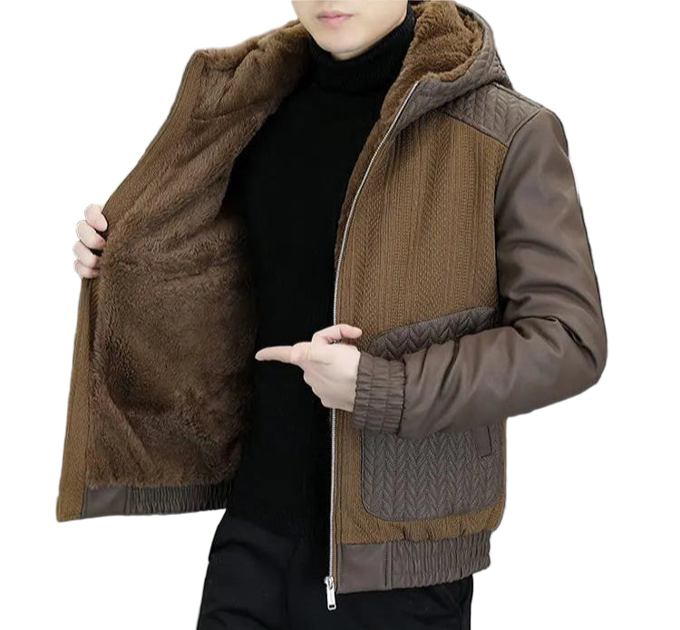 Veste Homme Hiver en Similicuir Épais – Style Streetwear avec Col Revers - Vestico