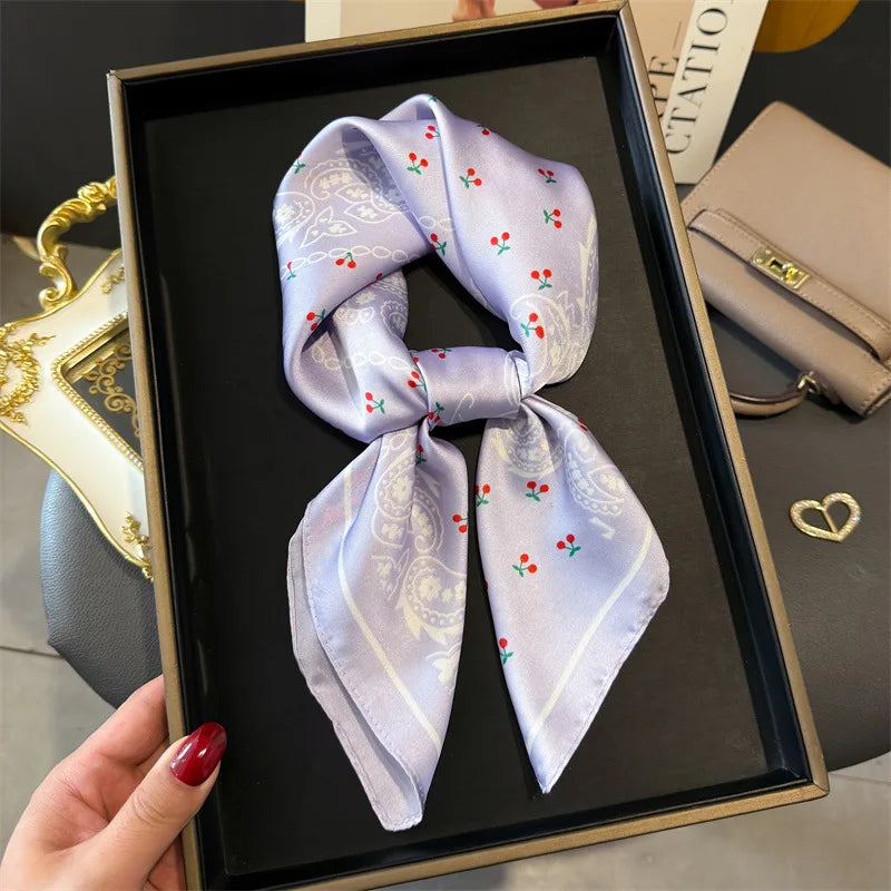Bohemian Style Print Luxury Brand Silk Square Scarf Women Satin Shawls Neckerchief Wrap Scarves Bandana Hair Hjiab Floral - Vestico