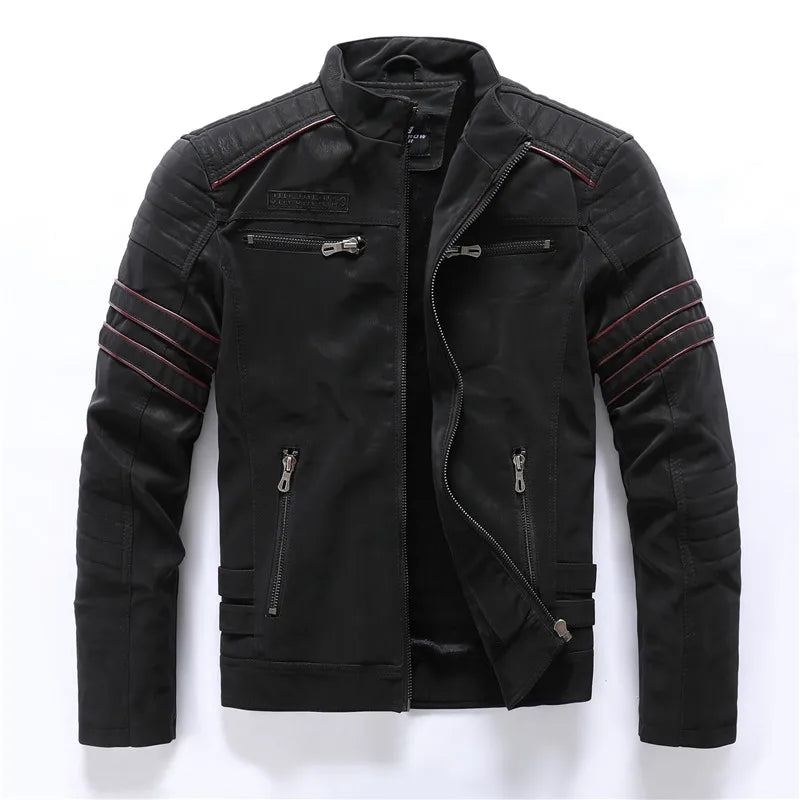 Veste Moto Homme Similicuir Vintage – Chaude, Multi-Poches, Style Automne/Hiver - Vestico