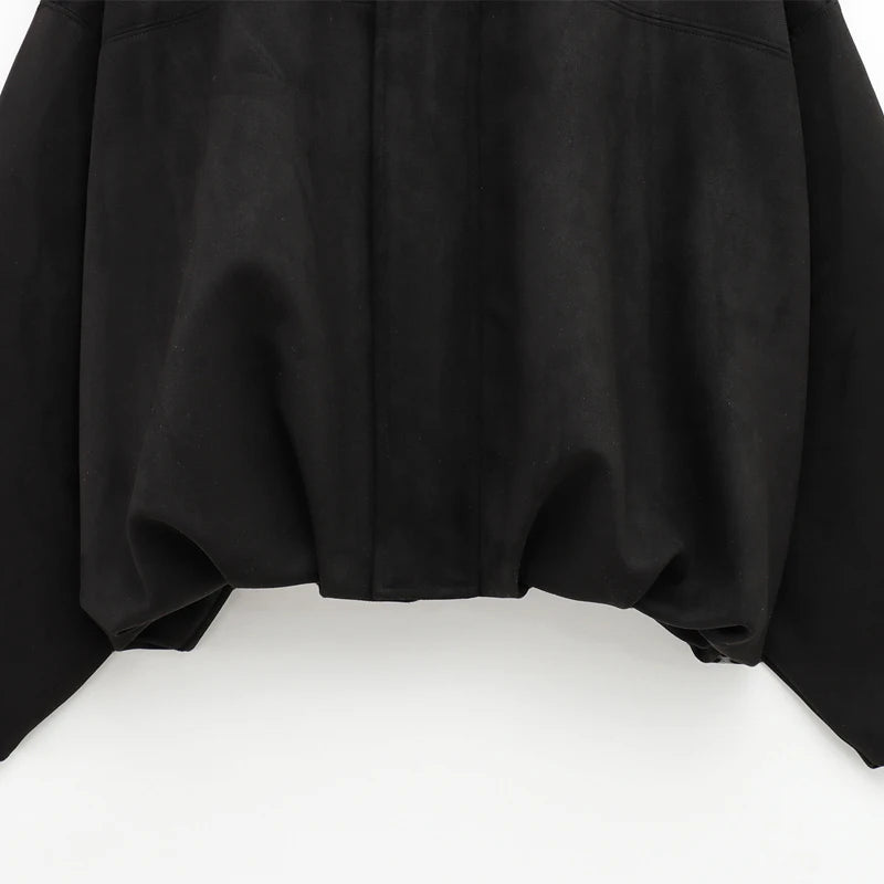 Veste Bomber Femme Suédine – Col Revers, Coupe Courte, Style Racing Chic - Vestico