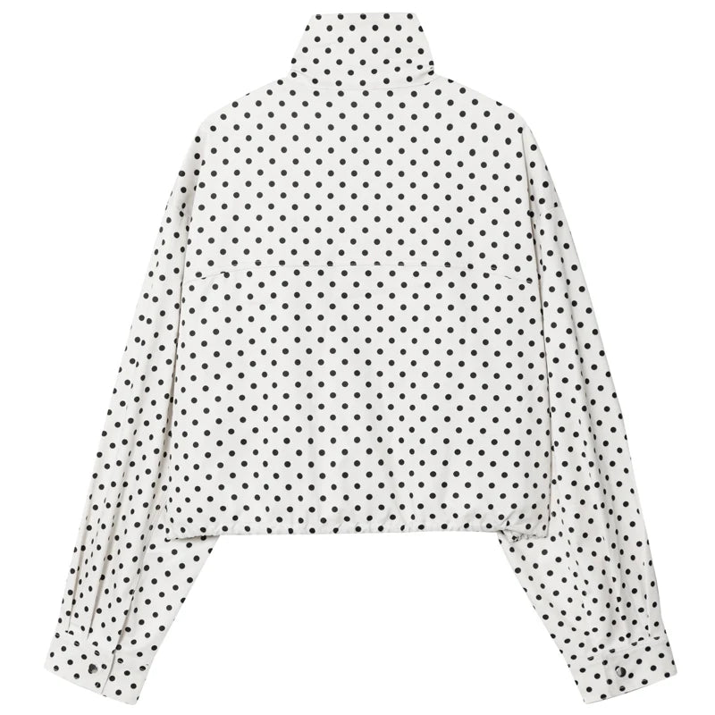 Veste bomber femme à pois – Coupe oversize, col montant & style streetwear