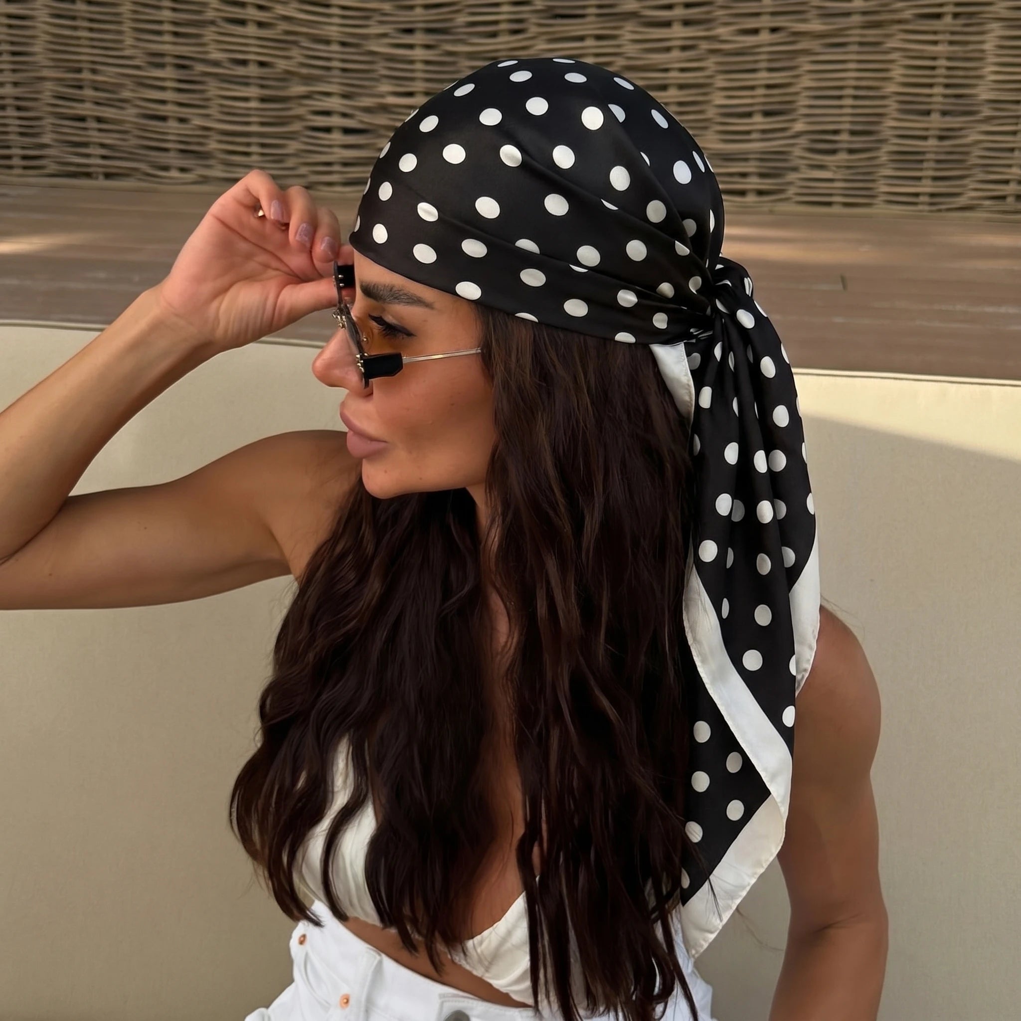2026 Dot Print Square Scarf For Women Silk Shawl Neckerchief Female Hair Bands Head Wraps Headband Foulard Satin Hijab Bandana - Vestico