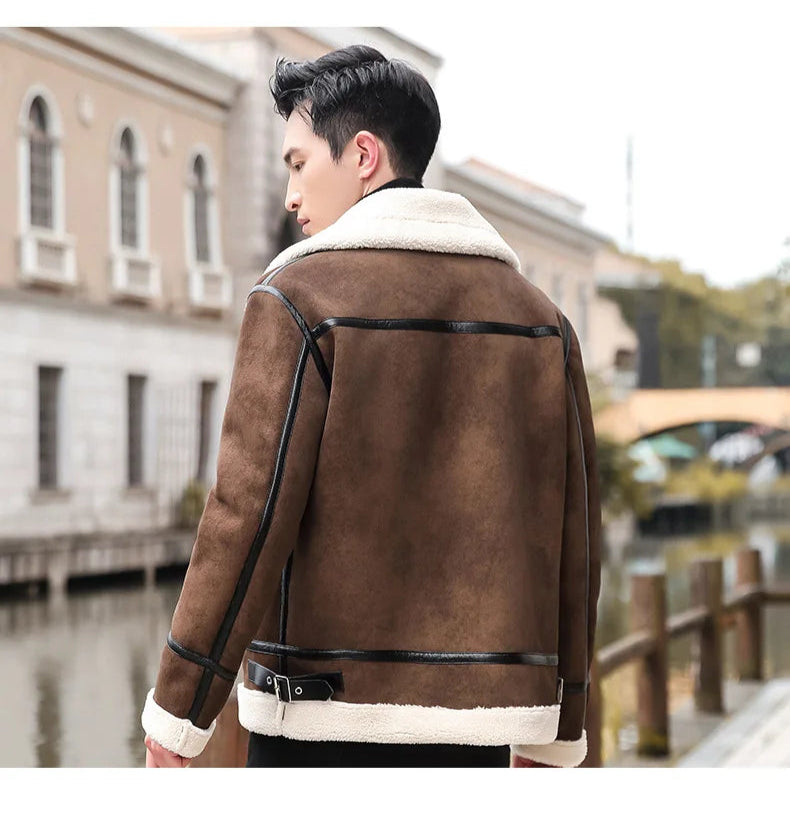 Veste Homme en Similicuir – Style Coréen Slim avec Col Fourrure - Vestico