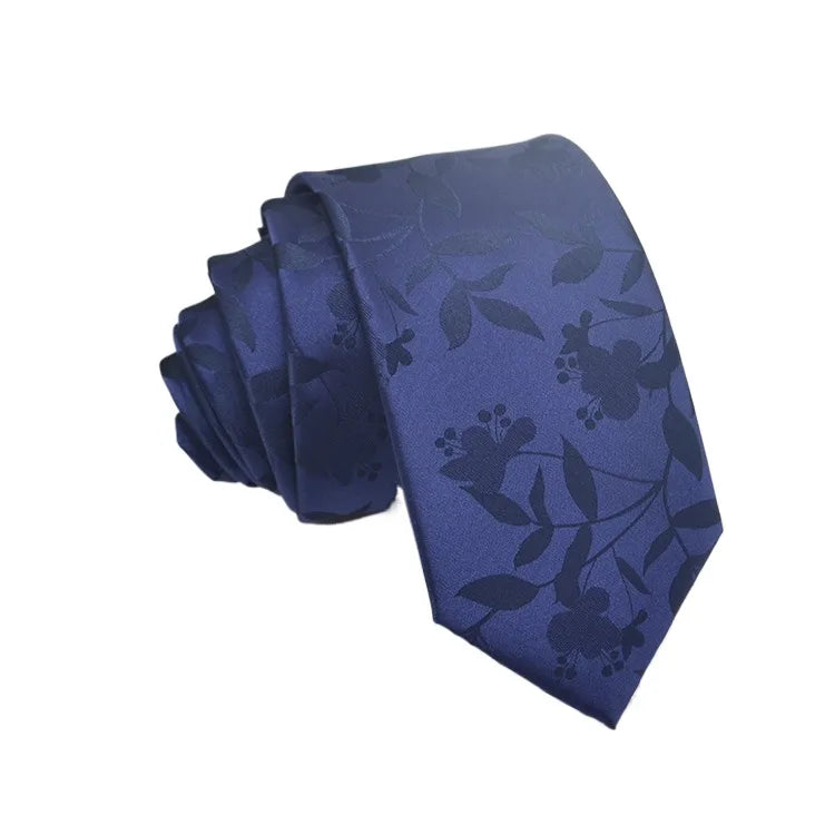 Cravate Homme en Jacquard – Motifs Floraux & Pois, 145 × 8 cm