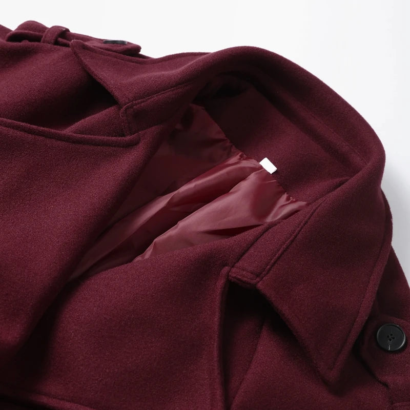 Manteau Long Élégant à Ceinture – Double Boutonnage Gris pour l’Automne/Hiver - Vestico