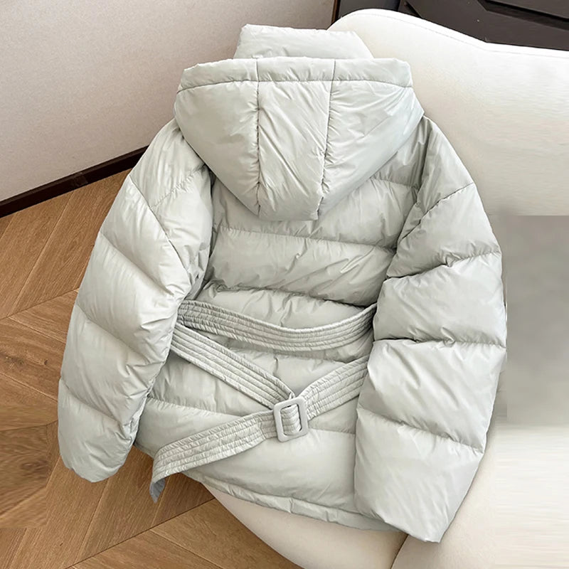 Manteau Matelassé Femme Hiver – Coupe Ample Zippée avec Ceinture