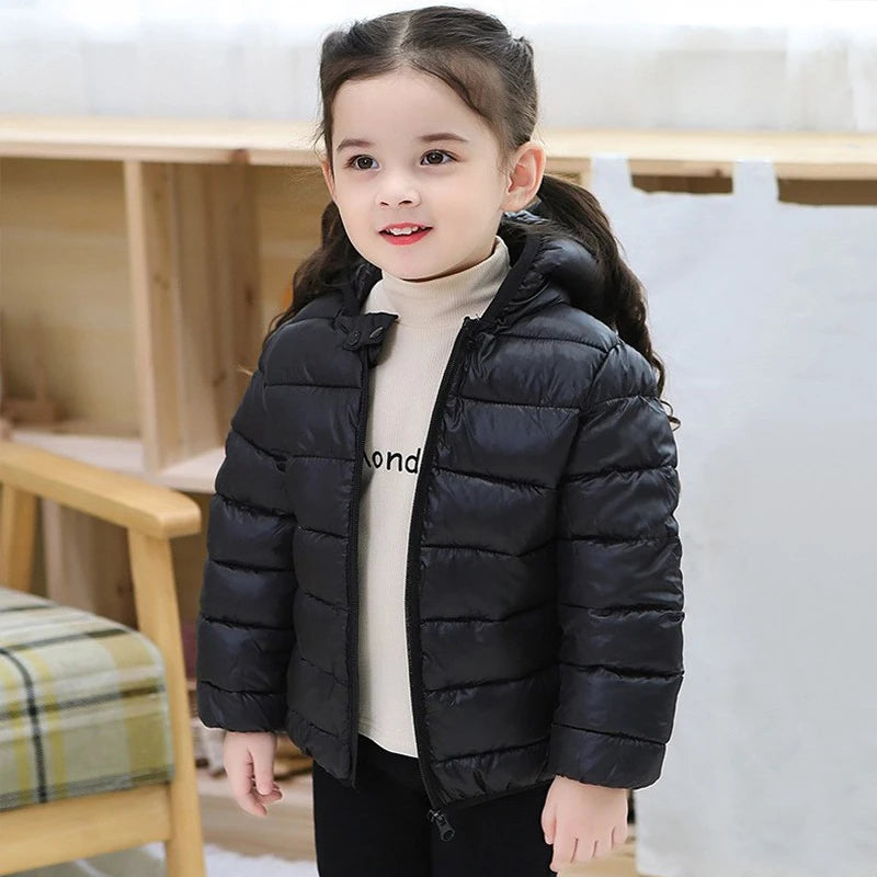 Children Boys Baby Hooded Lightweight Down Jackets Warm Outerwear Autumn Kids Girls Coats Cartoon Dinosaur Print Casual Clothing - Vestico