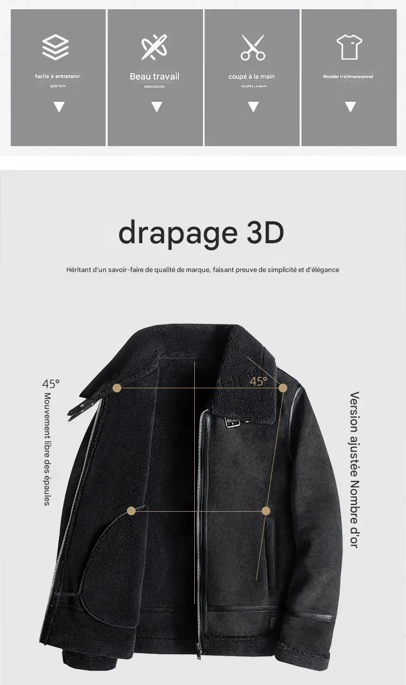 Veste Homme en Similicuir – Style Coréen Slim avec Col Fourrure - Vestico