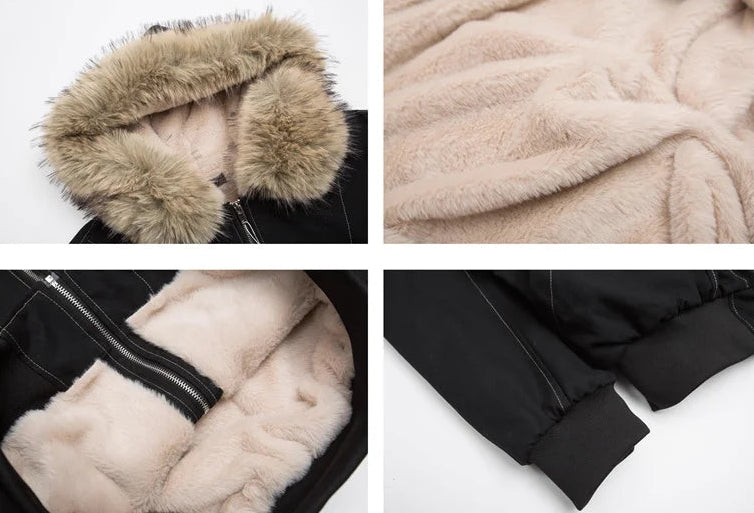 Parka d’hiver à capuche avec col en fausse fourrure – style Y2K streetwear