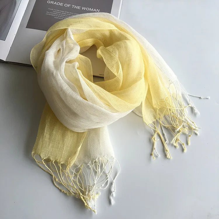 Écharpe Femme en Lin 100 % – Dégradé de Couleurs, Légère & Élégante - Vestico