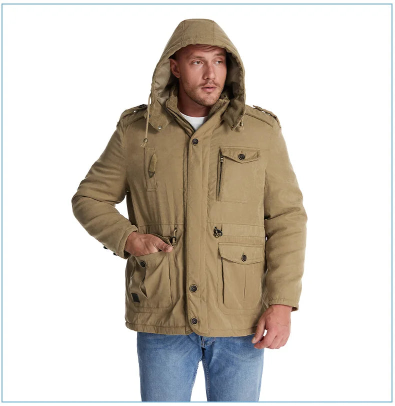 Parka Homme Chaude à Capuche Amovible – Veste Hiver LZLLTT en Polaire et Coton Décontractée - Vestico