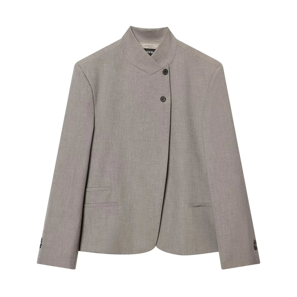 Blazer Femme Élégant – Coupe Moderne, Col Montant & Style Casual