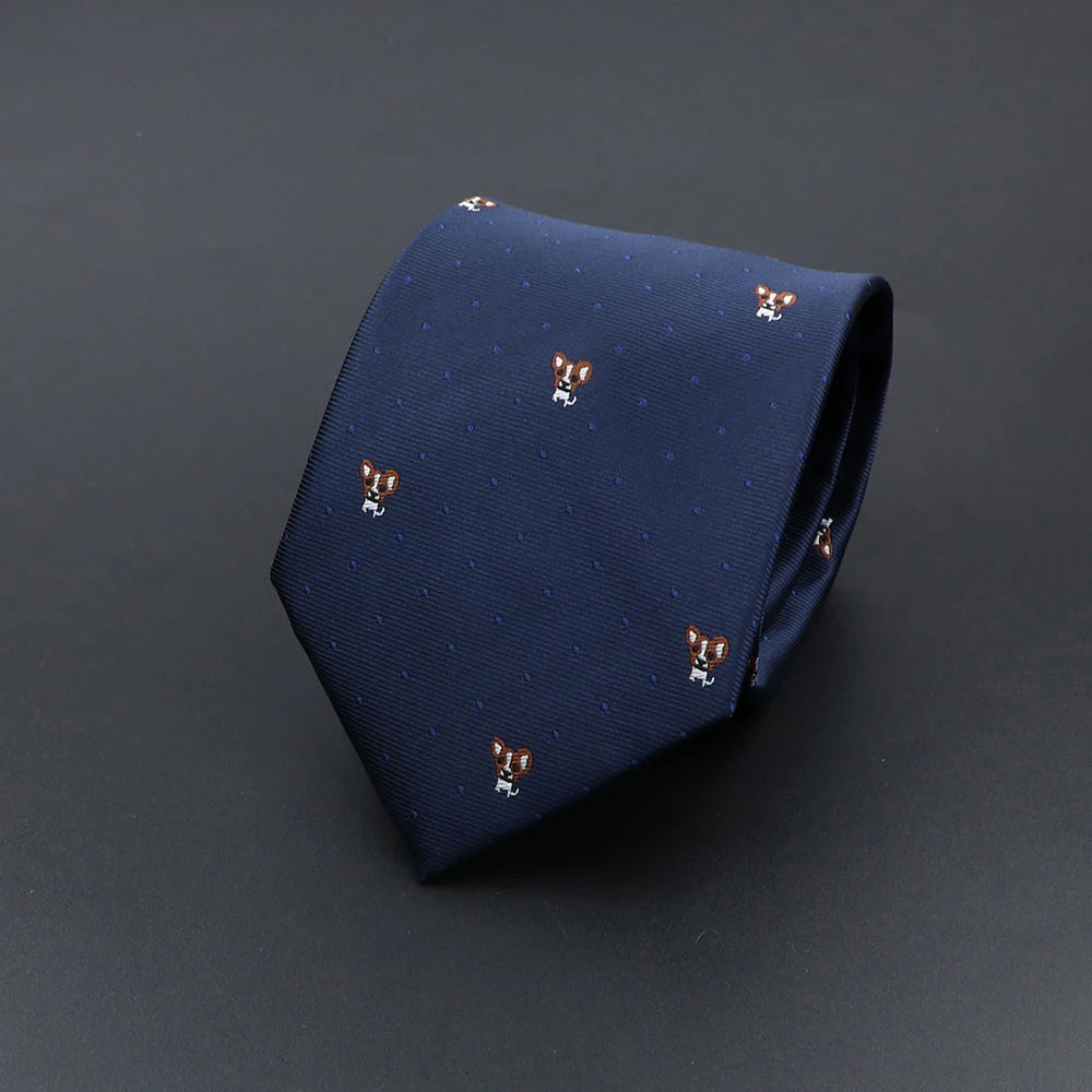 Cravate Homme Imprimée – Motifs Chiens, Rayures & Style Élégant
