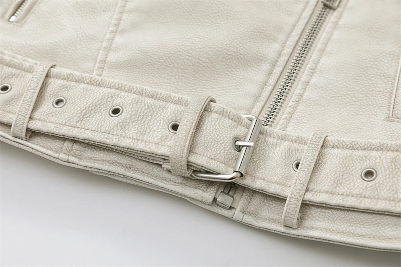 Veste Courte Femme – Simili cuir Vintage avec Ceinture - Vestico