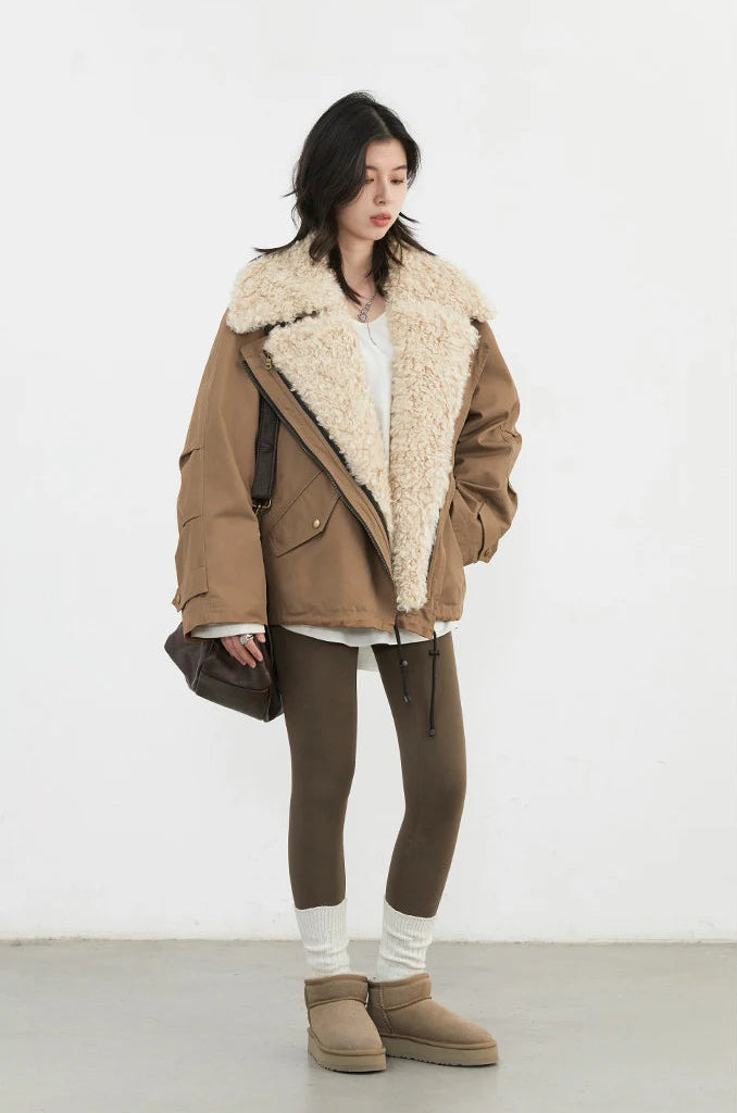 Veste moto femme en coton – manteau chaud style streetwear