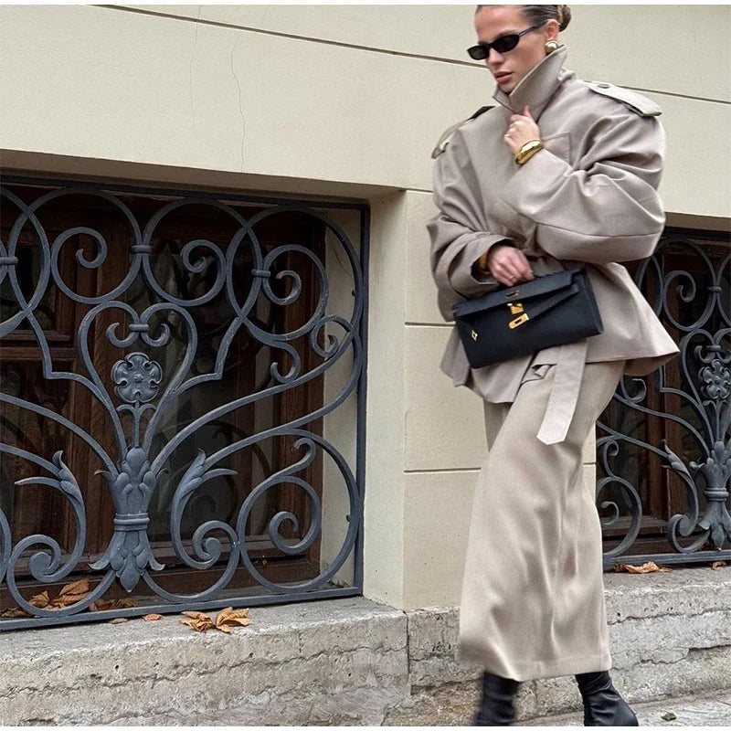 Trench Court Femme à Lacets – Élégant & Moderne - Vestico