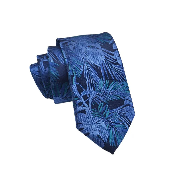 Cravate Homme en Jacquard – Motifs Floraux & Pois, 145 × 8 cm