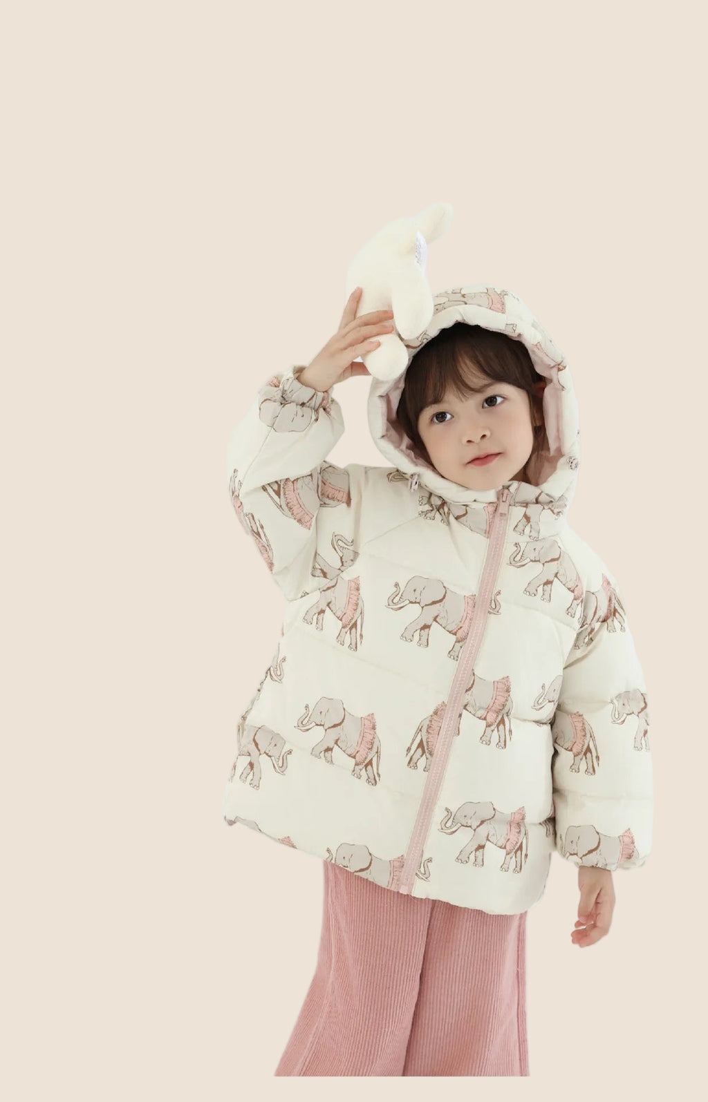 Doudoune Hiver Enfant – Motifs Lapin & Éléphant, Chaude et Coupe-Vent (18M à 7 Ans) - Vestico