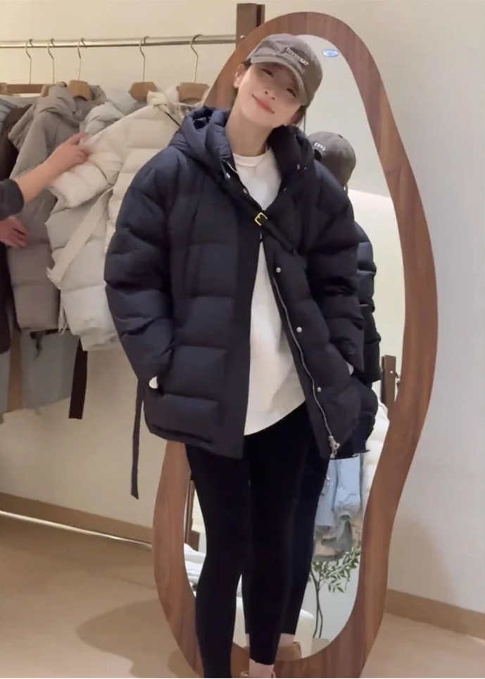 Manteau Matelassé Femme Hiver – Coupe Ample Zippée avec Ceinture