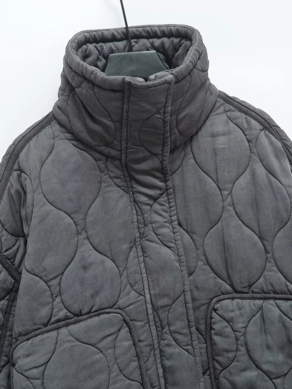 Veste Matelassée Femme Col Montant avec Cordon à la Taille, Style Rétro Décontracté Automne/Hiver 2025