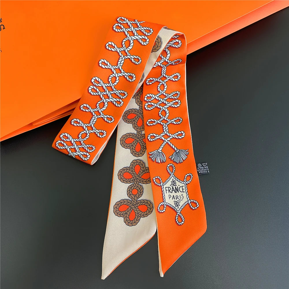 Foulard Femme Imprimé – Écharpe Fine en Soie, Accessoire pour Sac & Cheveux - Vestico