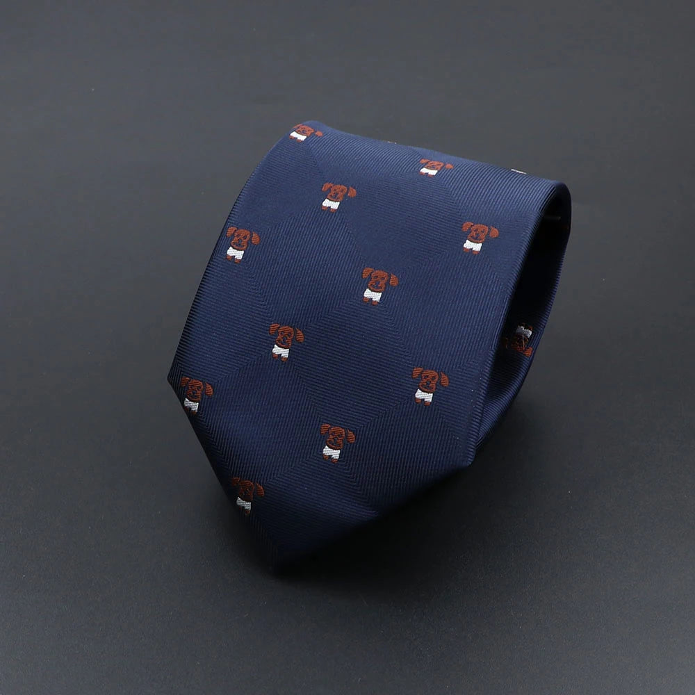 Cravate Homme Imprimée – Motifs Chiens, Rayures & Style Élégant