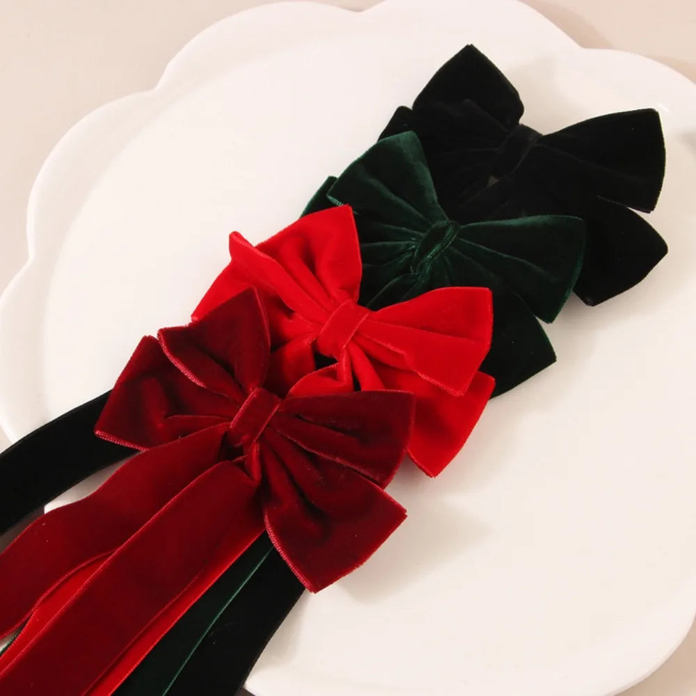 Barrette à Cheveux en Velours – Double Nœud, Élégante & Tendance