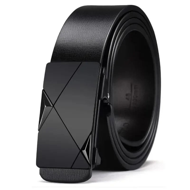 Ceinture Homme en PU – Boucle Automatique Dorée & Style Élégant